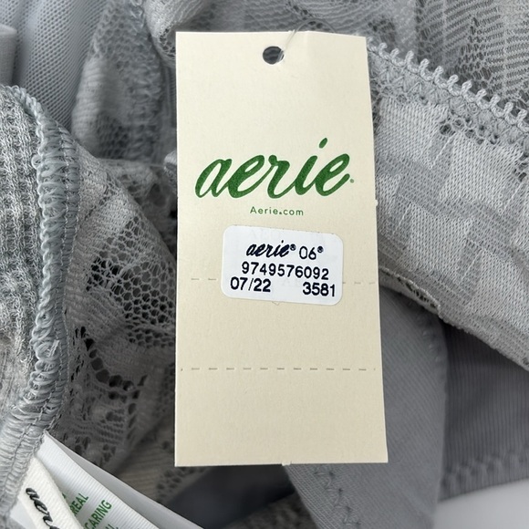 Aerie Holiday grey best lace waffle longline bralette‎ size Medium NWT - Picture 7 of 12
